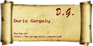 Duris Gergely névjegykártya